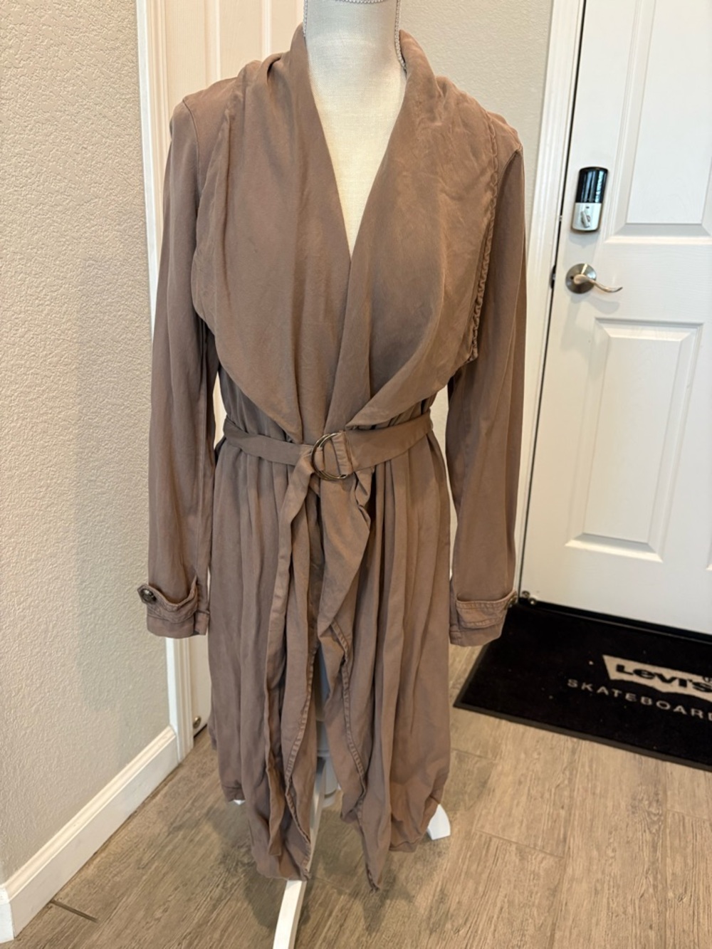 Brown Soft Drape Wrap Jacket